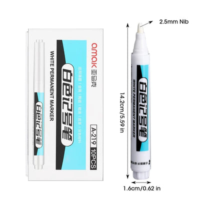 White Marker Oily Fine Tip Courier Waterproof Non-Fading Advertising Greeting Card Tire Glass Highlighter Pen Can Not Be Erased - ZOOMNSTORE