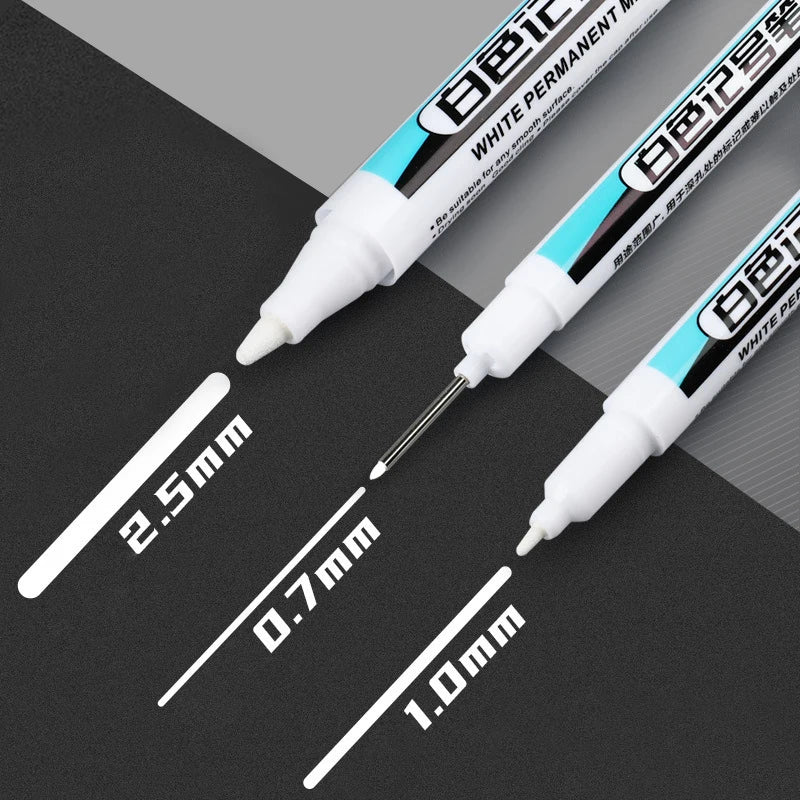 White Marker Oily Fine Tip Courier Waterproof Non-Fading Advertising Greeting Card Tire Glass Highlighter Pen Can Not Be Erased - ZOOMNSTORE