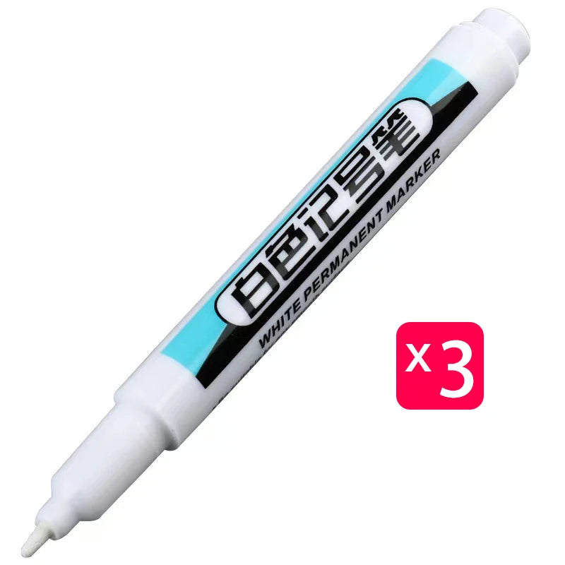 White Marker Oily Fine Tip Courier Waterproof Non-Fading Advertising Greeting Card Tire Glass Highlighter Pen Can Not Be Erased - ZOOMNSTORE