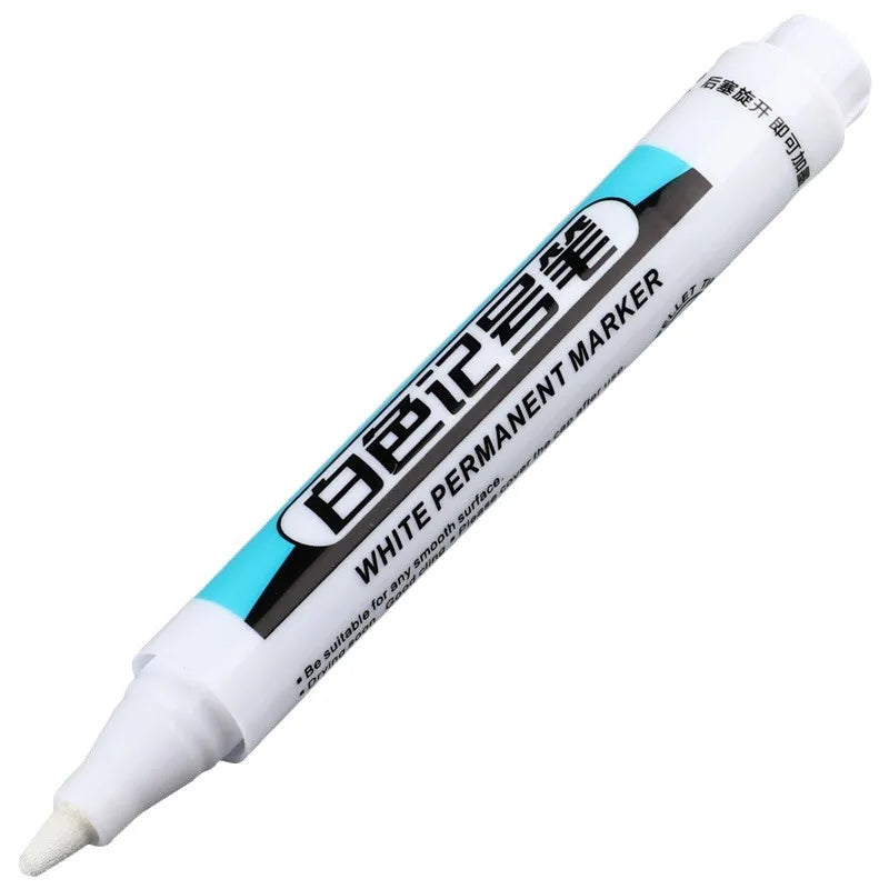White Marker Oily Fine Tip Courier Waterproof Non-Fading Advertising Greeting Card Tire Glass Highlighter Pen Can Not Be Erased - ZOOMNSTORE