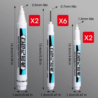 White Marker Oily Fine Tip Courier Waterproof Non-Fading Advertising Greeting Card Tire Glass Highlighter Pen Can Not Be Erased - ZOOMNSTORE