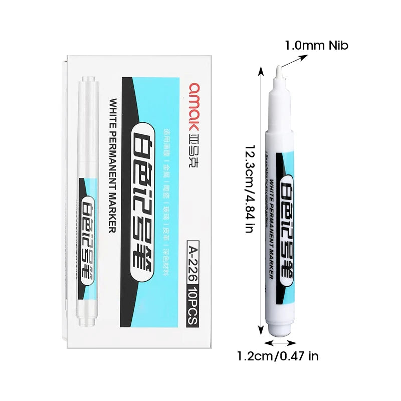 White Marker Oily Fine Tip Courier Waterproof Non-Fading Advertising Greeting Card Tire Glass Highlighter Pen Can Not Be Erased - ZOOMNSTORE