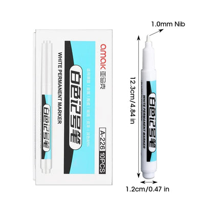 White Marker Oily Fine Tip Courier Waterproof Non-Fading Advertising Greeting Card Tire Glass Highlighter Pen Can Not Be Erased - ZOOMNSTORE