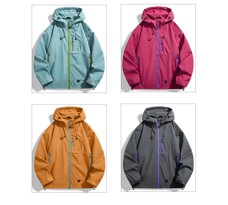 Waterproof Windbreaker Jacket – Lightweight Unisex Hiking Coat With Adjustable Storm Hood - ZOOMNSTORE