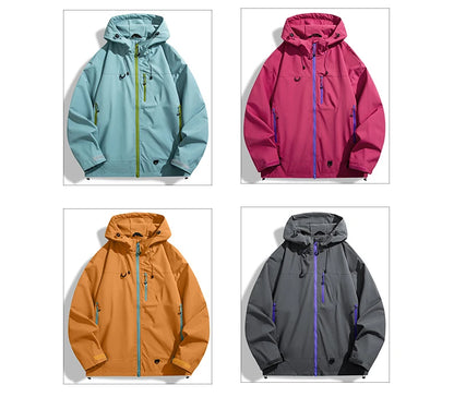 Waterproof Windbreaker Jacket – Lightweight Unisex Hiking Coat With Adjustable Storm Hood - ZOOMNSTORE