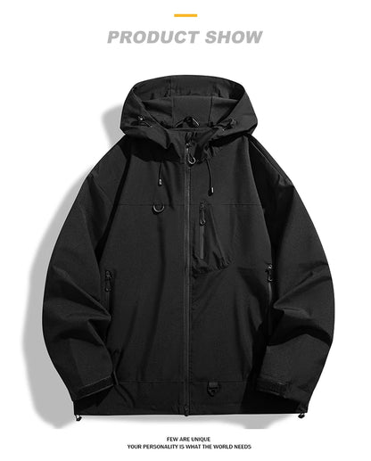 Waterproof Windbreaker Jacket – Lightweight Unisex Hiking Coat With Adjustable Storm Hood - ZOOMNSTORE