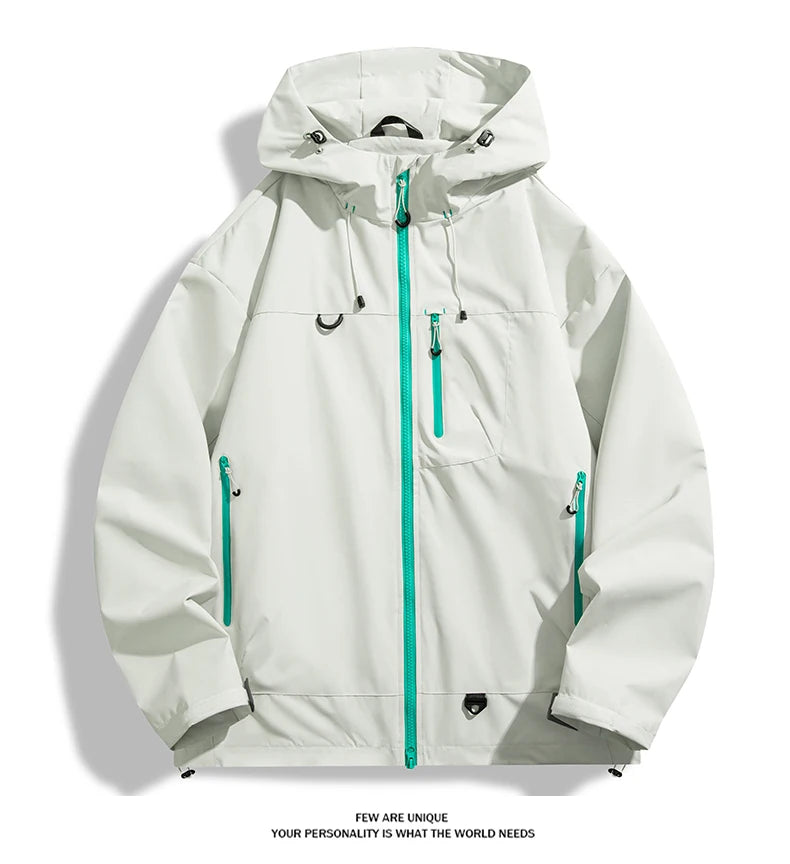 Waterproof Windbreaker Jacket – Lightweight Unisex Hiking Coat With Adjustable Storm Hood - ZOOMNSTORE
