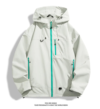 Waterproof Windbreaker Jacket – Lightweight Unisex Hiking Coat With Adjustable Storm Hood - ZOOMNSTORE