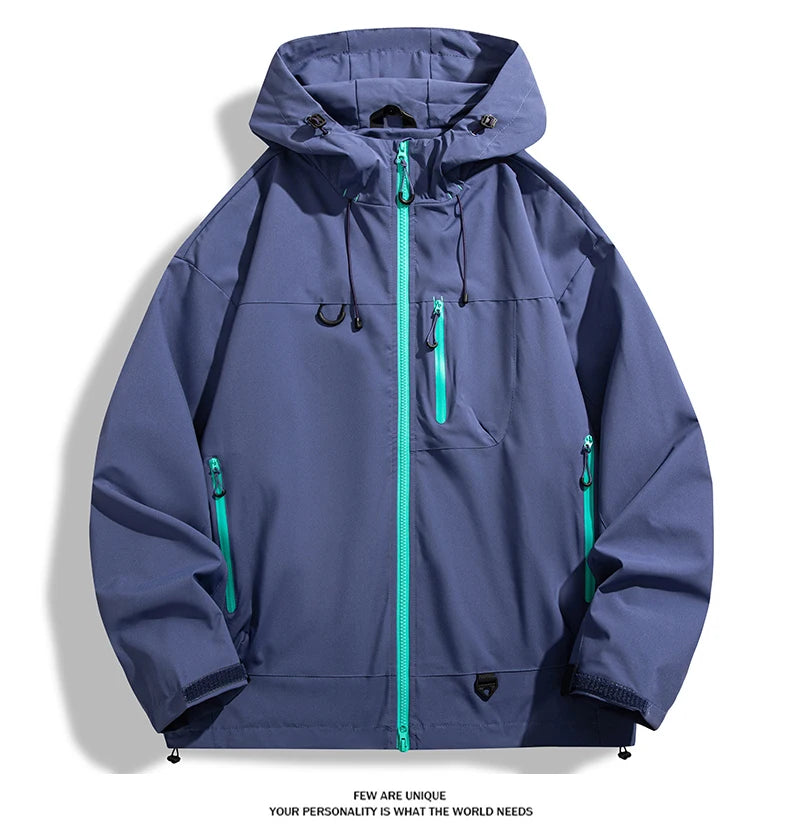 Waterproof Windbreaker Jacket – Lightweight Unisex Hiking Coat With Adjustable Storm Hood - ZOOMNSTORE