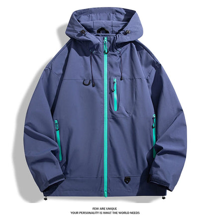 Waterproof Windbreaker Jacket – Lightweight Unisex Hiking Coat With Adjustable Storm Hood - ZOOMNSTORE