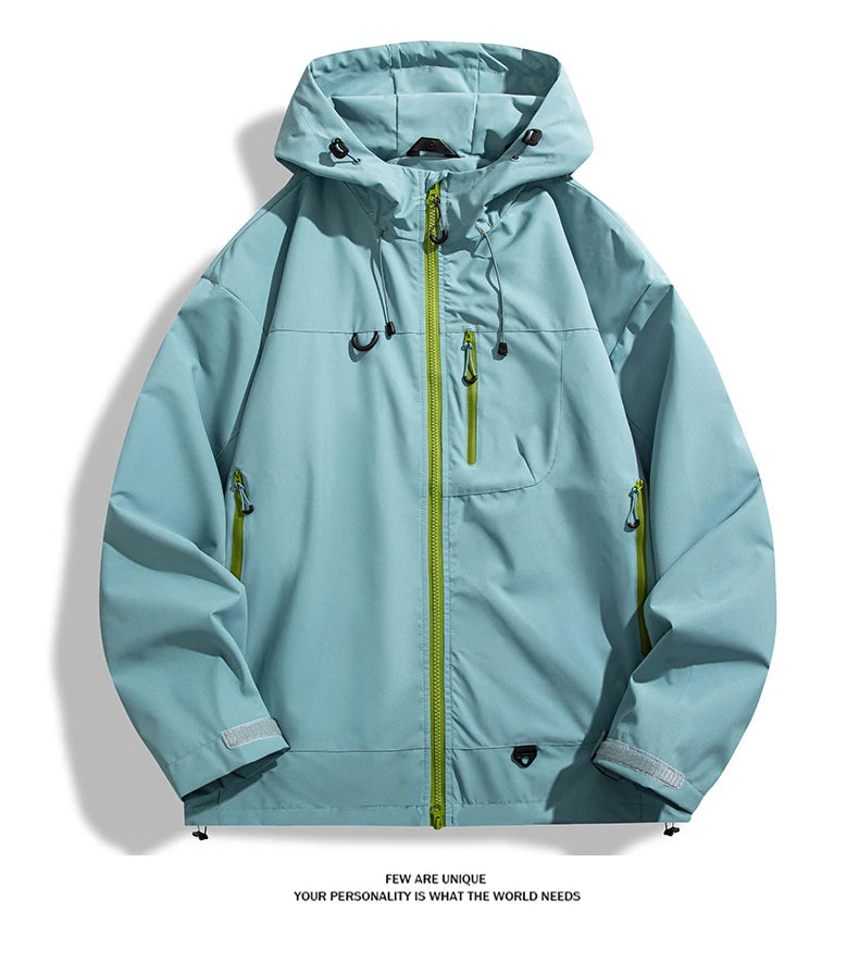 Waterproof Windbreaker Jacket – Lightweight Unisex Hiking Coat With Adjustable Storm Hood - ZOOMNSTORE