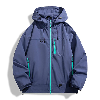Waterproof Windbreaker Jacket – Lightweight Unisex Hiking Coat With Adjustable Storm Hood - ZOOMNSTORE