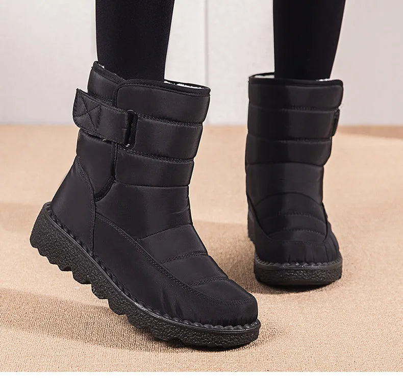 Women Boots 2025 Winter Shoes Woman Waterproof Snow Boots Winter Warm Fur Botas Mujer Korea Style Black Ankle Boots For Women - ZOOMNSTORE