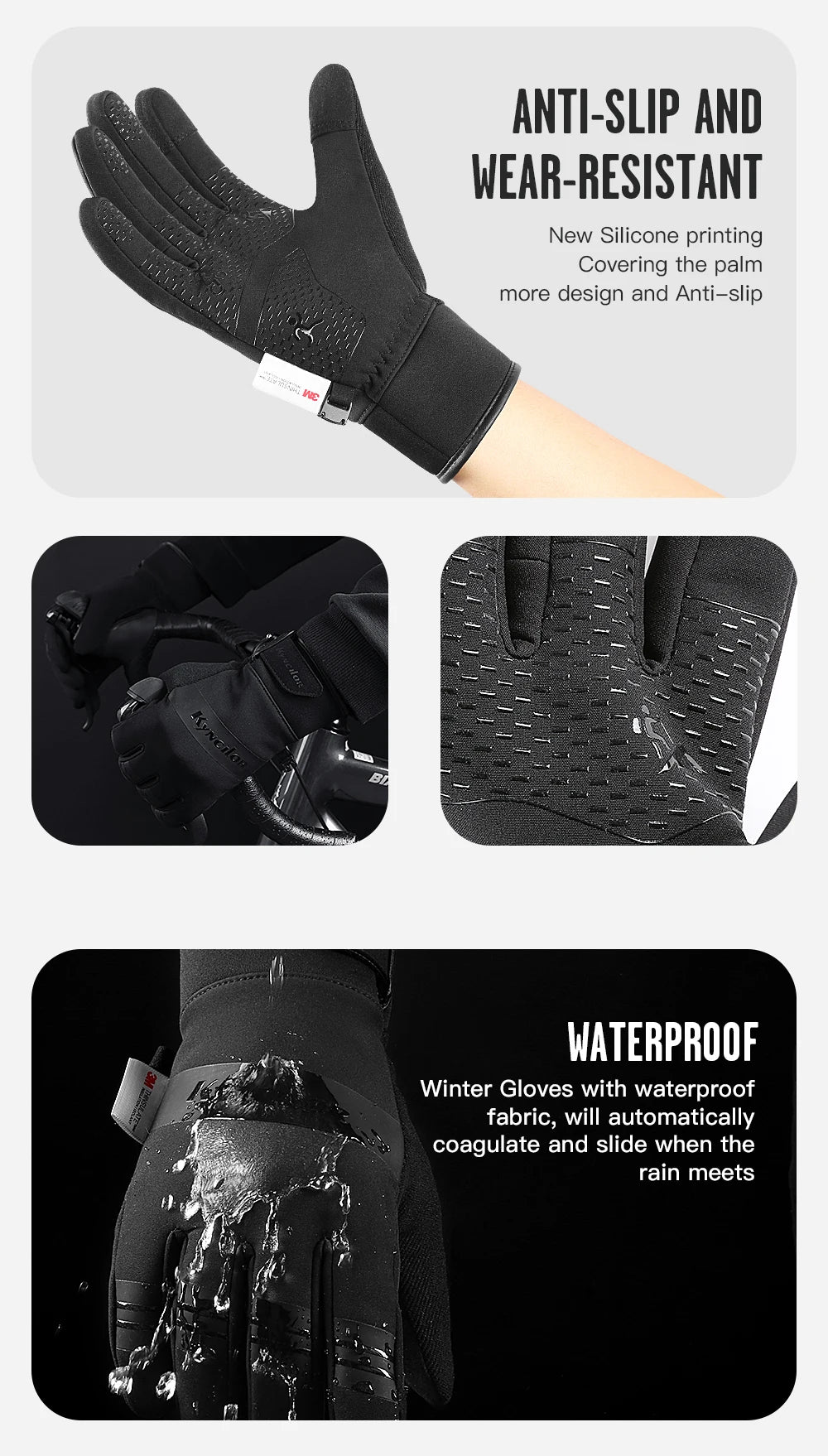 Waterproof Winter Gloves - 3M Thinsulate Insulated Thermal Cycling Gloves For Men - ZOOMNSTORE