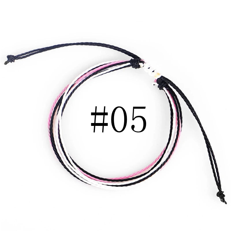 Waterproof Handmade Wax Rope Bracelets - Adjustable Friendship Anklets - ZOOMNSTORE