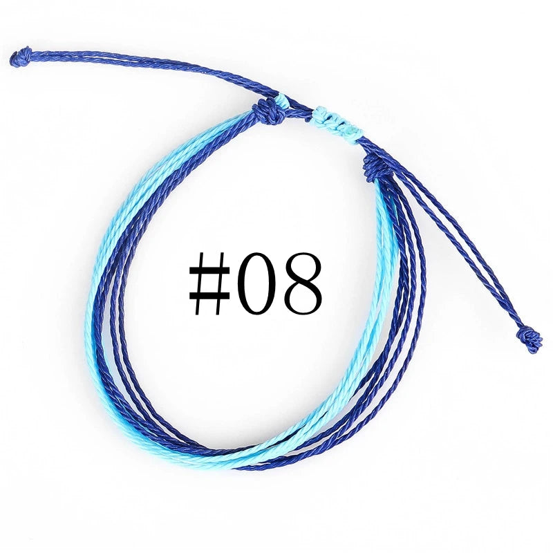 Waterproof Handmade Wax Rope Bracelets - Adjustable Friendship Anklets - ZOOMNSTORE