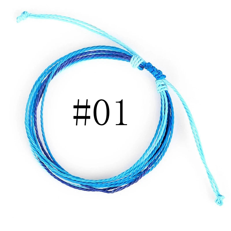 Waterproof Handmade Wax Rope Bracelets - Adjustable Friendship Anklets - ZOOMNSTORE