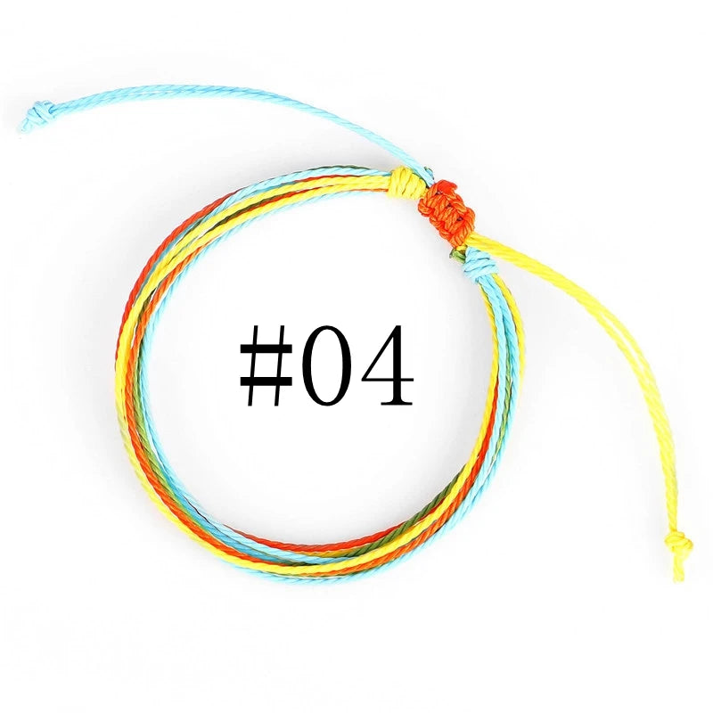 Waterproof Handmade Wax Rope Bracelets - Adjustable Friendship Anklets - ZOOMNSTORE