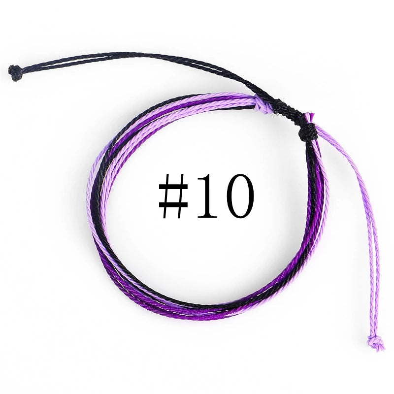 Waterproof Handmade Wax Rope Bracelets - Adjustable Friendship Anklets - ZOOMNSTORE