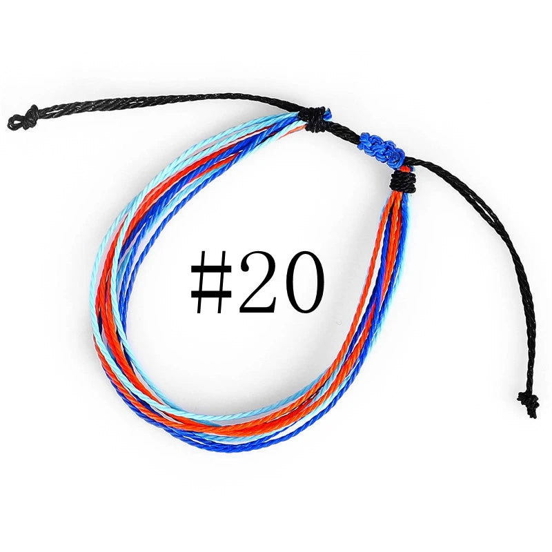 Waterproof Handmade Wax Rope Bracelets - Adjustable Friendship Anklets - ZOOMNSTORE