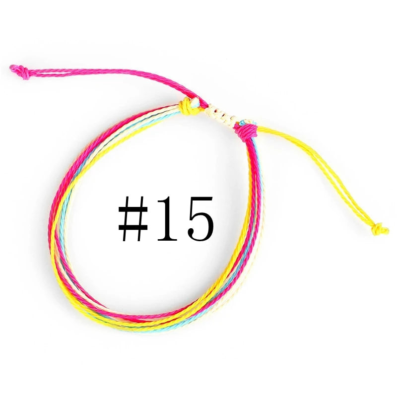 Waterproof Handmade Wax Rope Bracelets - Adjustable Friendship Anklets - ZOOMNSTORE