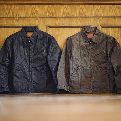 Mens Vintage Waxed Canvas Jacket - Classic Slim Fit SpringFall Outerwear - ZOOMNSTORE