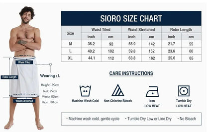 Mens Soft Bath Towel Robe - Wearable Shower Wrap with Pocket for Gym Sauna Beach Spa - ZOOMNSTORE