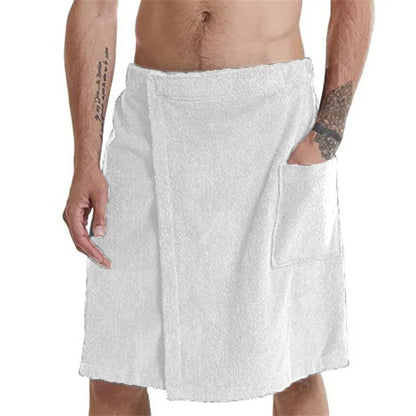 Mens Soft Bath Towel Robe - Wearable Shower Wrap with Pocket for Gym Sauna Beach Spa - ZOOMNSTORE