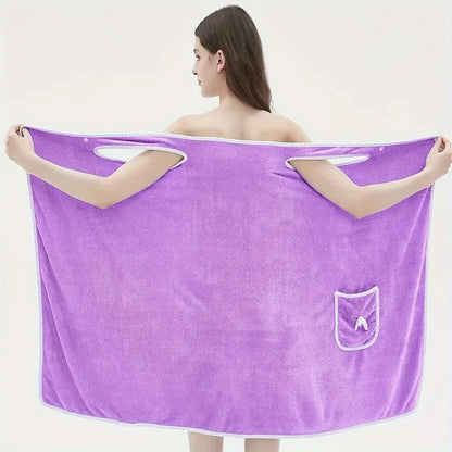 Wearable Bath Towel, Bowknot Coral Velvet Bath Skirt For Adults, Water Absorption, Quick Drying, Bath Towel, No Hair Loss, Bath - ZOOMNSTORE