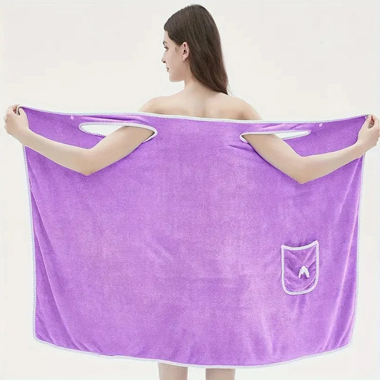 Wearable Bath Towel, Bowknot Coral Velvet Bath Skirt For Adults, Water Absorption, Quick Drying, Bath Towel, No Hair Loss, Bath - ZOOMNSTORE