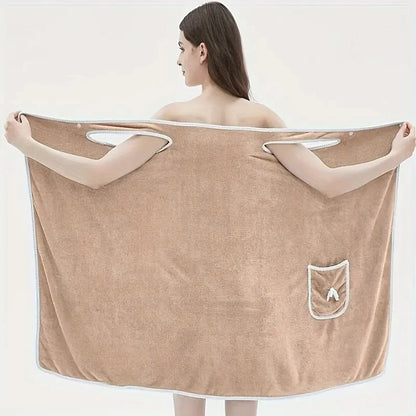 Wearable Bath Towel, Bowknot Coral Velvet Bath Skirt For Adults, Water Absorption, Quick Drying, Bath Towel, No Hair Loss, Bath - ZOOMNSTORE