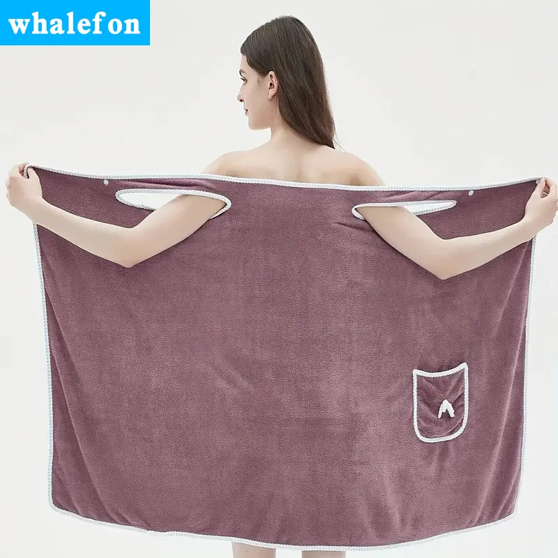 Wearable Bath Towel, Bowknot Coral Velvet Bath Skirt For Adults, Water Absorption, Quick Drying, Bath Towel, No Hair Loss, Bath - ZOOMNSTORE