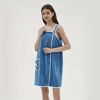 Wearable Bath Towel, Bowknot Coral Velvet Bath Skirt For Adults, Water Absorption, Quick Drying, Bath Towel, No Hair Loss, Bath - ZOOMNSTORE