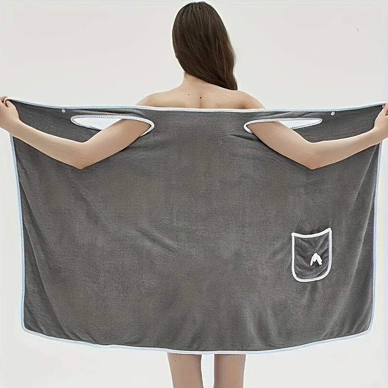Wearable Bath Towel, Bowknot Coral Velvet Bath Skirt For Adults, Water Absorption, Quick Drying, Bath Towel, No Hair Loss, Bath - ZOOMNSTORE