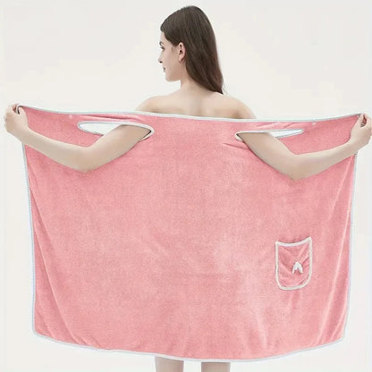 Wearable Bath Towel, Bowknot Coral Velvet Bath Skirt For Adults, Water Absorption, Quick Drying, Bath Towel, No Hair Loss, Bath - ZOOMNSTORE