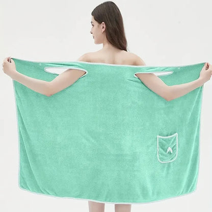 Wearable Bath Towel, Bowknot Coral Velvet Bath Skirt For Adults, Water Absorption, Quick Drying, Bath Towel, No Hair Loss, Bath - ZOOMNSTORE