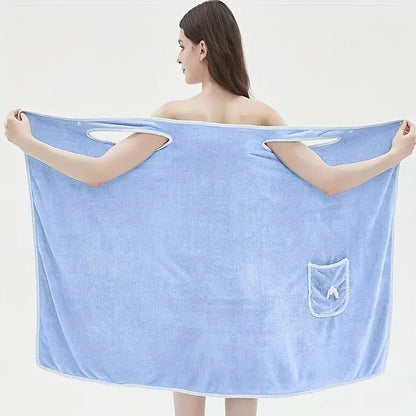 Wearable Bath Towel, Bowknot Coral Velvet Bath Skirt For Adults, Water Absorption, Quick Drying, Bath Towel, No Hair Loss, Bath - ZOOMNSTORE