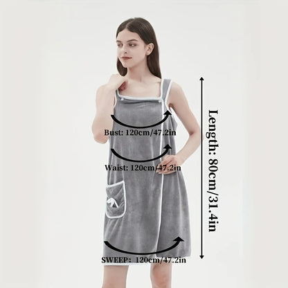 Wearable Bath Towel, Bowknot Coral Velvet Bath Skirt For Adults, Water Absorption, Quick Drying, Bath Towel, No Hair Loss, Bath - ZOOMNSTORE