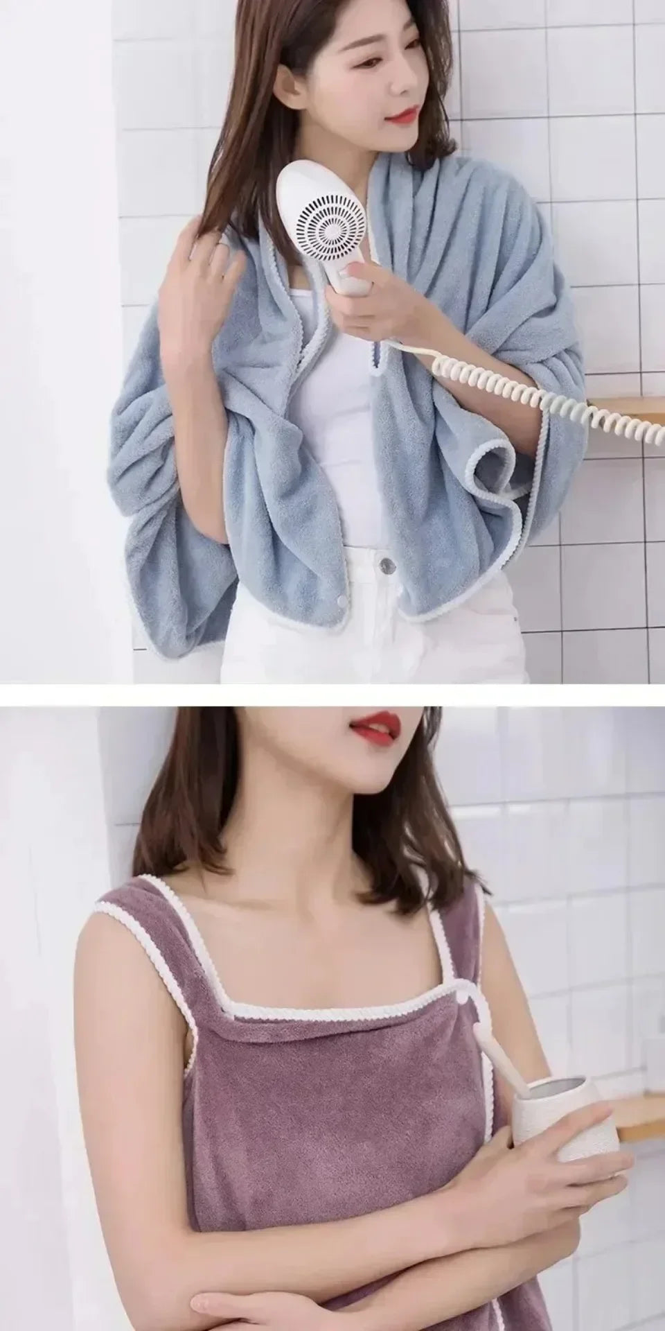 Wearable Bath Towel Dress - Soft Absorbent Coral Fleece Robe - ZOOMNSTORE