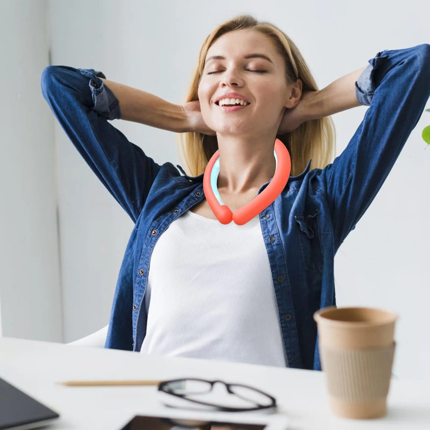 Wearable ice neck wrap summer heatstroke prevention Outdoor sports cooling tube Reusable Cold gel Neck cooler for hiking running - ZOOMNSTORE