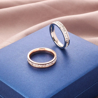 Wedding Band Ring Stainless Steel With Zircon - Fashion Pair Rings For Women - ZOOMNSTORE