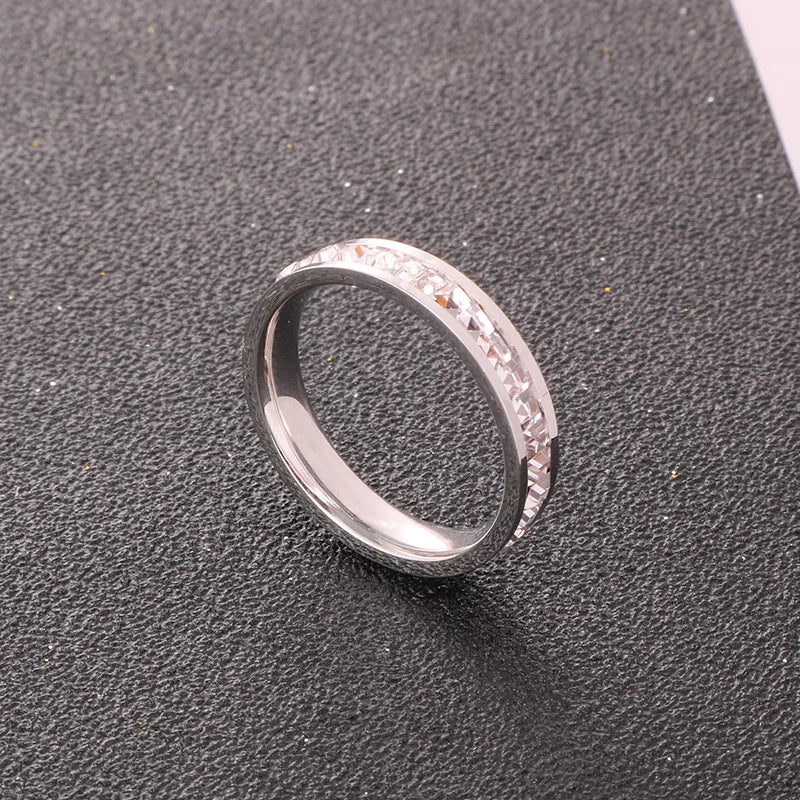 Wedding Band Ring Stainless Steel With Zircon - Fashion Pair Rings For Women - ZOOMNSTORE