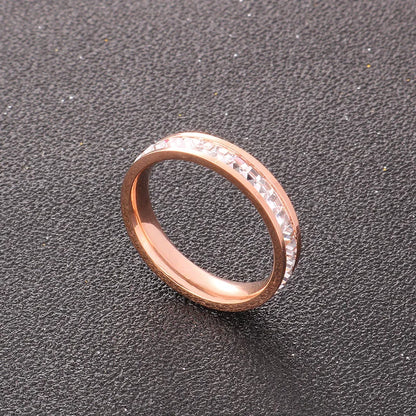 Wedding Band Ring Stainless Steel With Zircon - Fashion Pair Rings For Women - ZOOMNSTORE