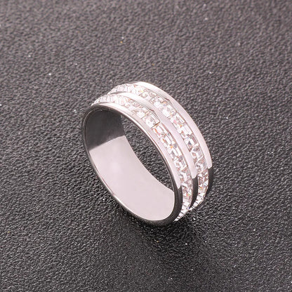 Wedding Band Ring Stainless Steel With Zircon - Fashion Pair Rings For Women - ZOOMNSTORE