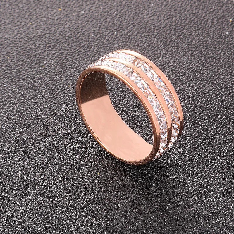 Wedding Band Ring Stainless Steel With Zircon - Fashion Pair Rings For Women - ZOOMNSTORE