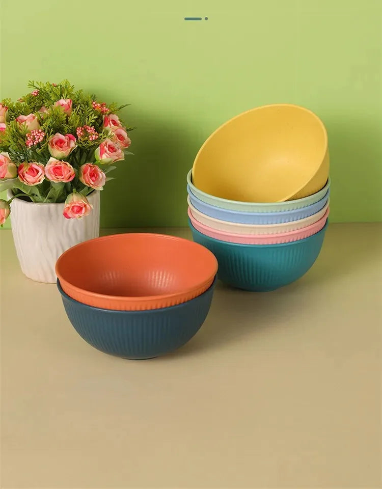 Eco-Friendly Wheat Straw Dinnerware Set - 4pcs Plates Cups Bowls for Home  Outdoor Use - ZOOMNSTORE