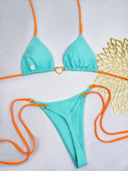 White Lace-up Bikini Set - Womens Low Waist Swimsuit - ZOOMNSTORE