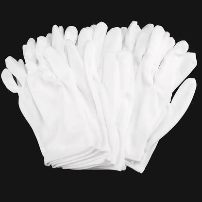 White Cotton Gloves | Elastic Cotton Work Gloves for Formal Ceremonial & Jewelry Inspection Use - ZOOMNSTORE