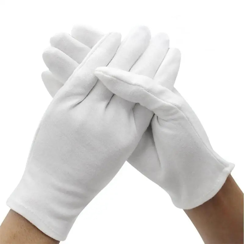 White Cotton Gloves | Elastic Cotton Work Gloves for Formal Ceremonial & Jewelry Inspection Use - ZOOMNSTORE