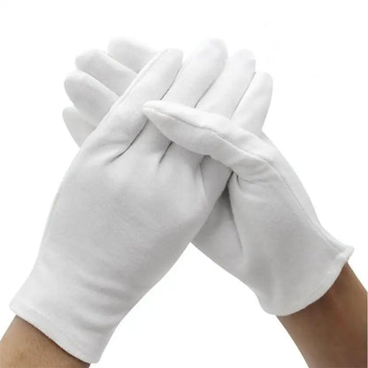 White Cotton Gloves | Elastic Cotton Work Gloves for Formal Ceremonial & Jewelry Inspection Use - ZOOMNSTORE